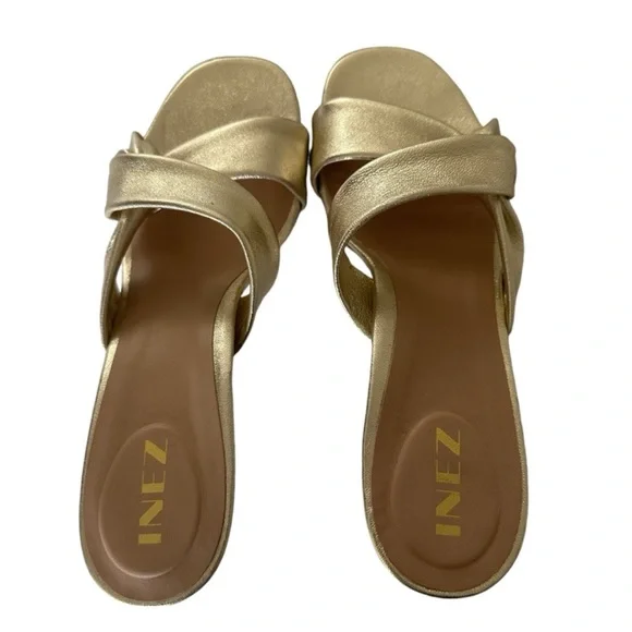 Elegant Inez Isa Gold Women's Heeled Sandals - Picture 10 of 14